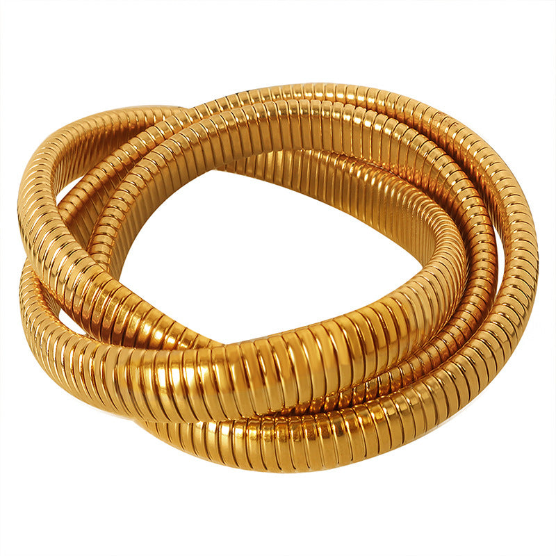 simple style color block solid color titanium steel plating bangle