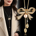 elegant luxurious bow knot alloy inlay rhinestones women's sweater chain