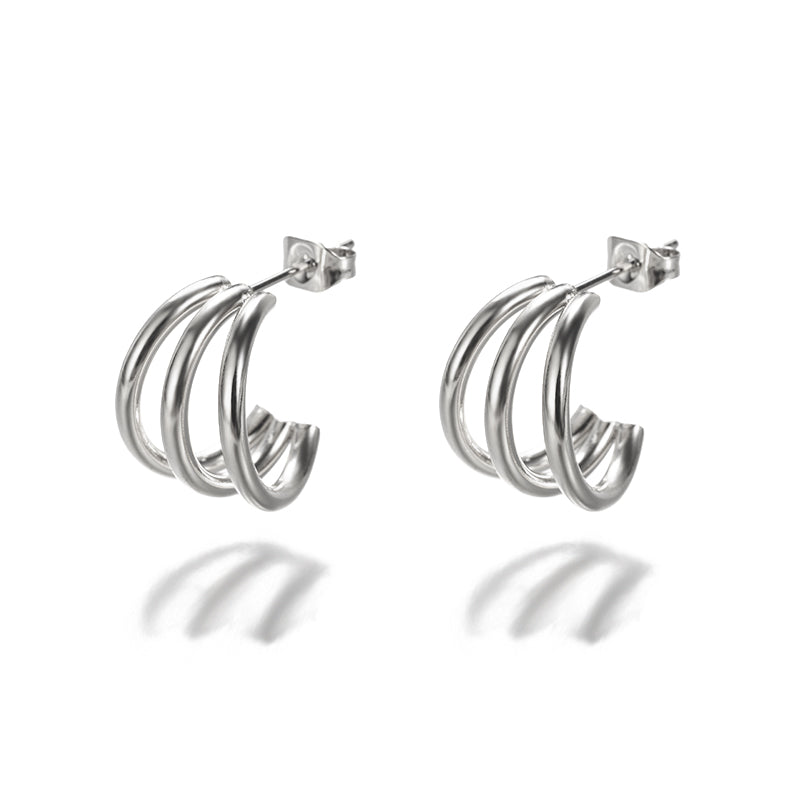 1 pair vintage style simple style c shape plating stainless steel 18k gold plated ear studs