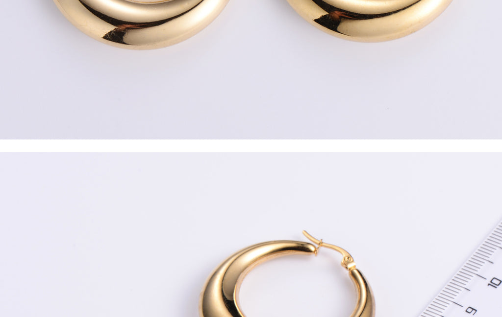 Simple Style Geometric Plating Stainless Steel No Inlaid 18K Gold Plated Earrings