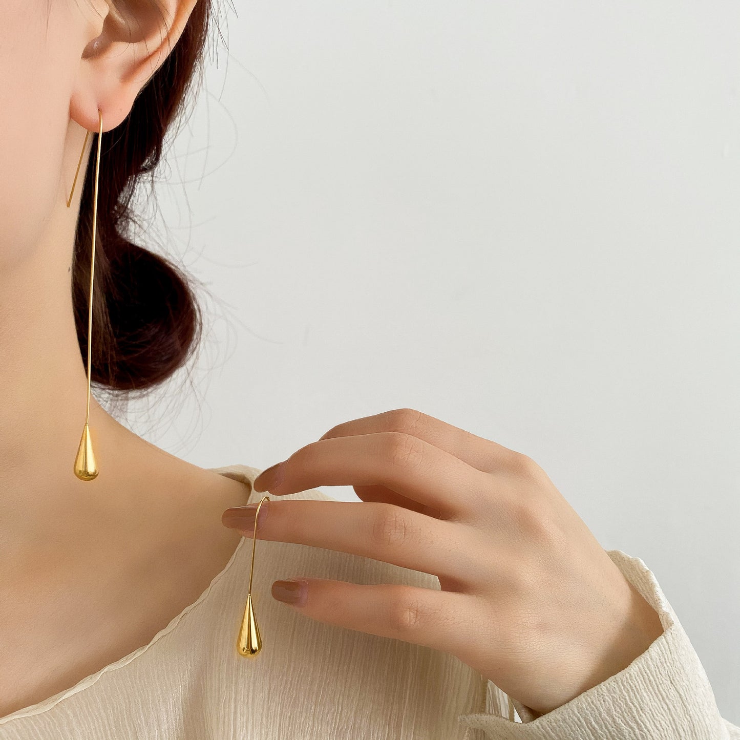 1 pair simple style geometric titanium steel plating drop earrings