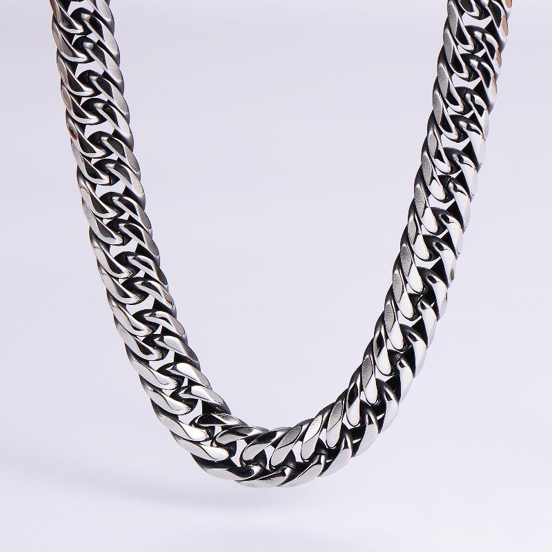 hip-hop rock solid color stainless steel polishing plating 18k gold plated men's long necklace
