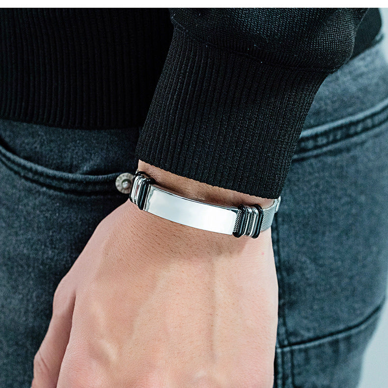 Simple Style Geometric Titanium Steel Plating Men'S wristband