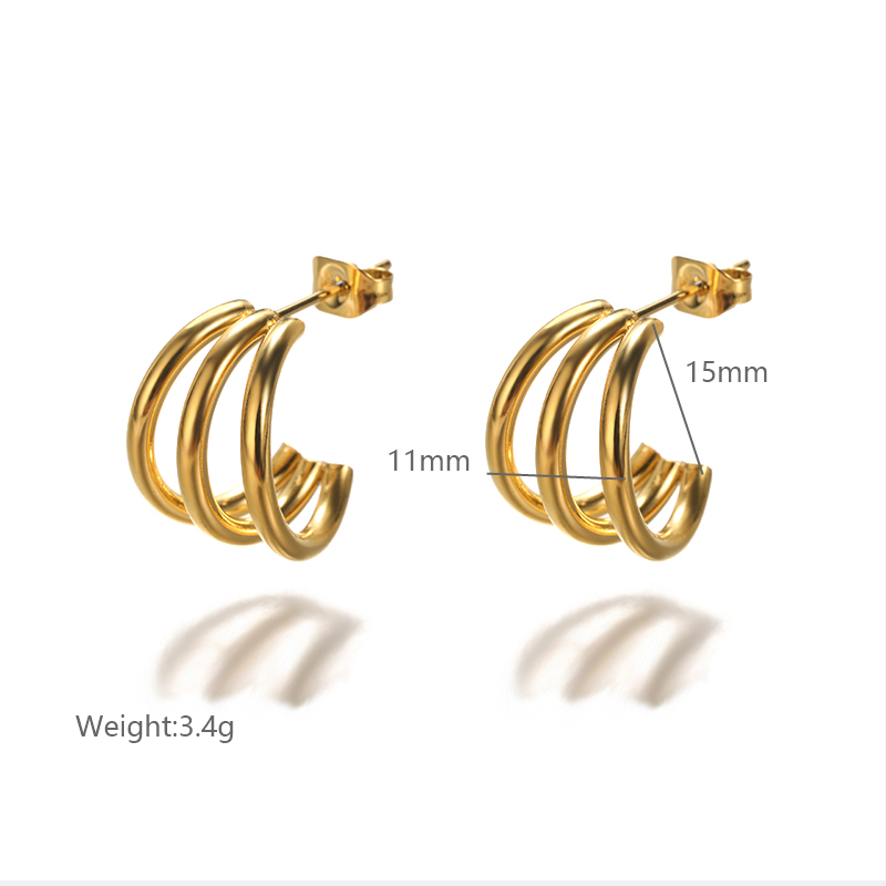 1 pair vintage style simple style c shape plating stainless steel 18k gold plated ear studs
