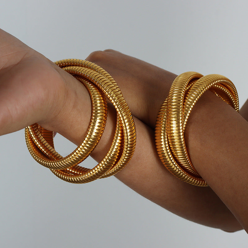 simple style color block solid color titanium steel plating bangle