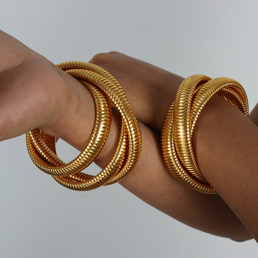 simple style color block solid color titanium steel plating bangle