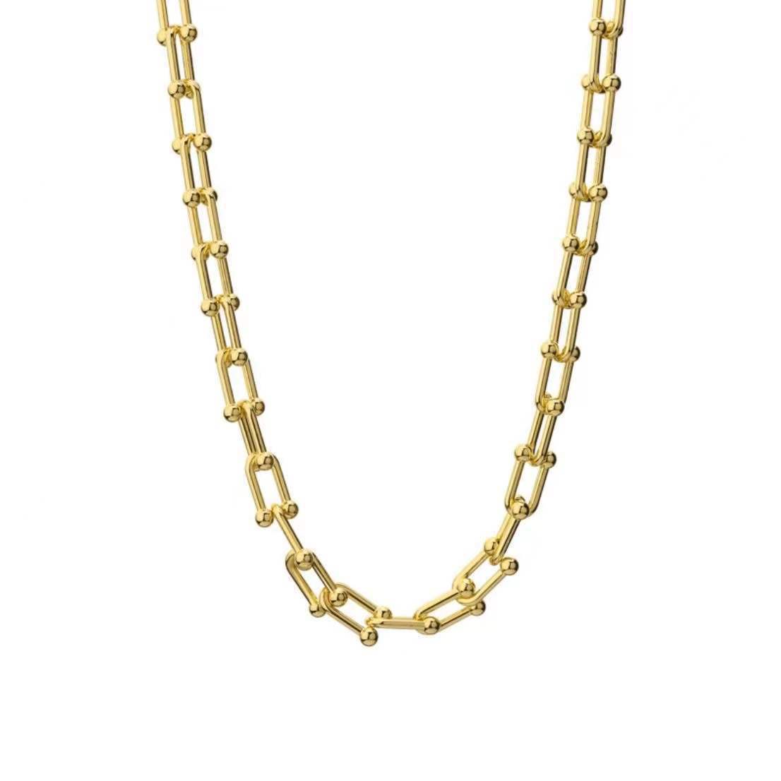 simple style streetwear u shape titanium steel plating necklace