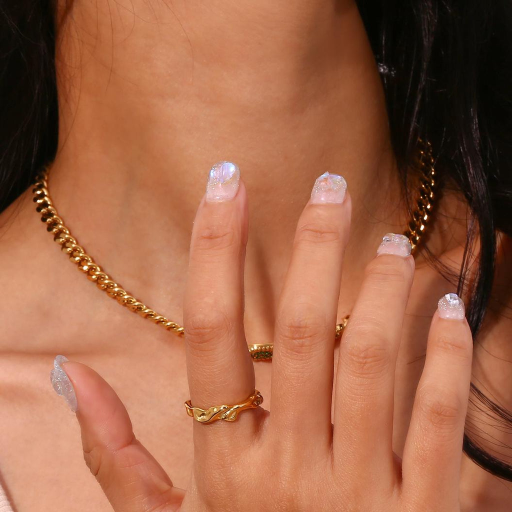 fashion geometric stainless steel plating 18k gold plated rings