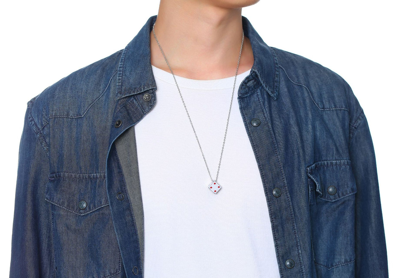 simple style dice stainless steel plating pendant necklace