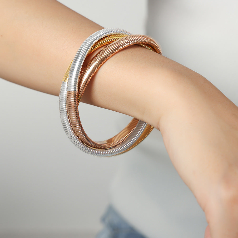 simple style color block solid color titanium steel plating bangle