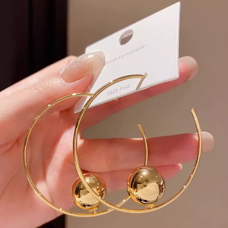 1 pair streetwear ball plating alloy hoop earrings