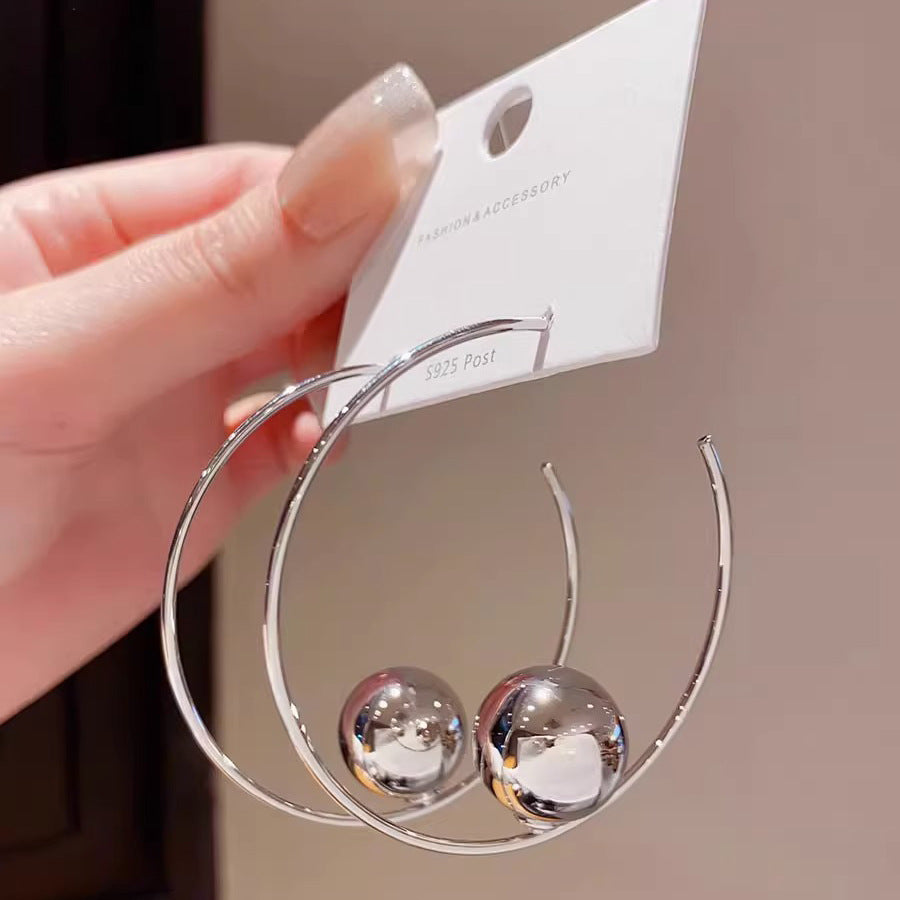 1 pair streetwear ball plating alloy hoop earrings