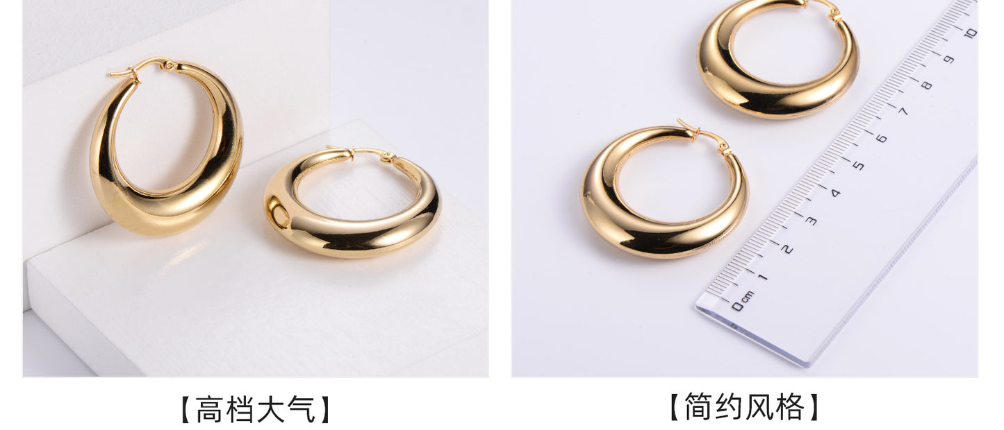 Simple Style Geometric Plating Stainless Steel No Inlaid 18K Gold Plated Earrings