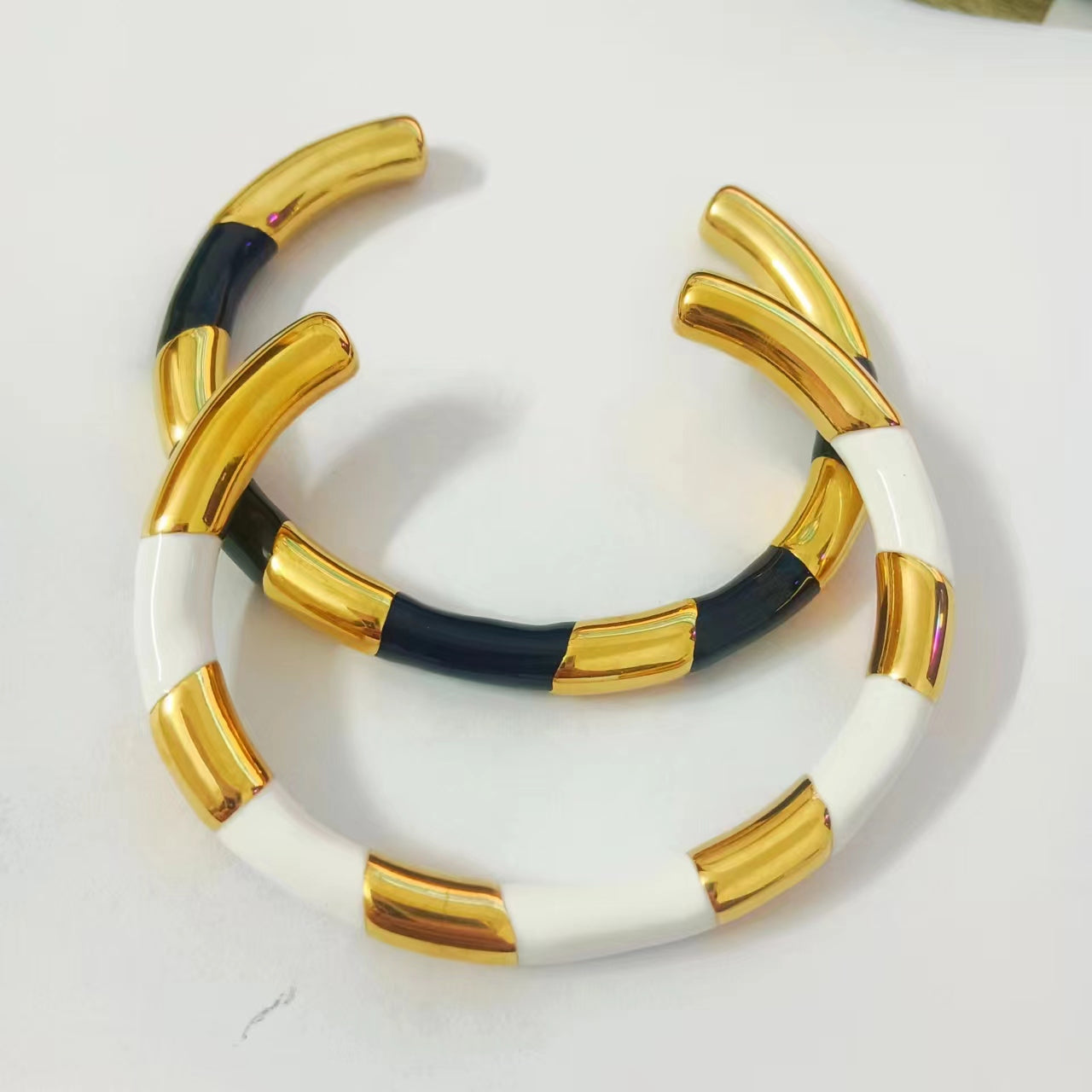 Titanium Steel 18K Gold Plated Retro Geometric Plating Bangle