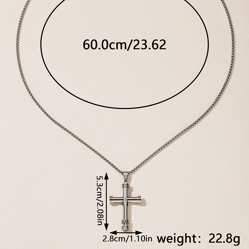 Hip-Hop Retro Cross Round Square 304 Stainless Steel Women's Pendant Necklace