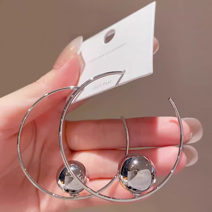 1 pair streetwear ball plating alloy hoop earrings