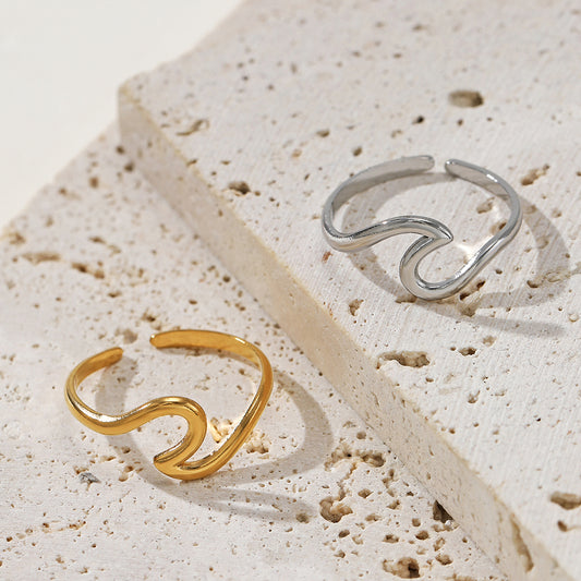 simple style geometric stainless steel plating 18k gold plated open ring