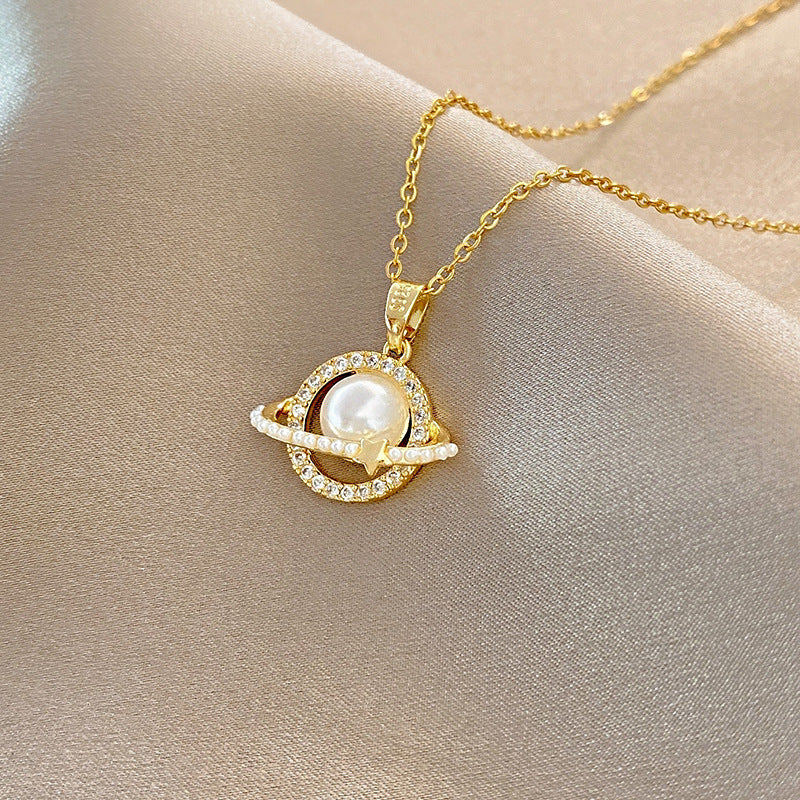Titanium Steel Elegant Simple Style Heart Shape Butterfly Zircon Pendant Necklace