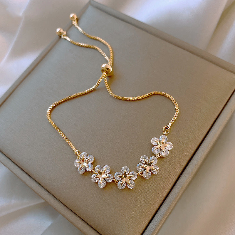 1 piece fashion star alloy plating artificial gemstones gold plated women's bracelets
