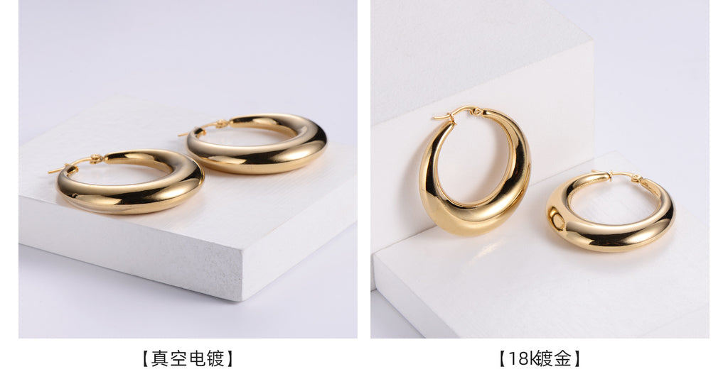 Simple Style Geometric Plating Stainless Steel No Inlaid 18K Gold Plated Earrings