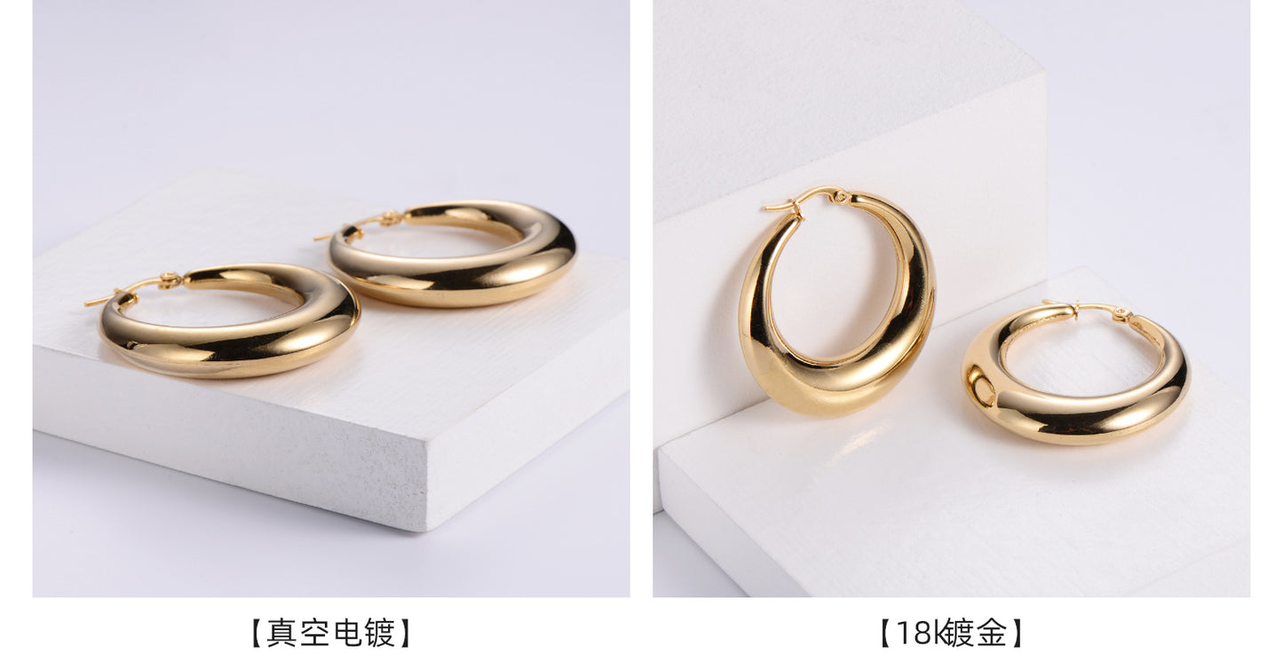 Simple Style Geometric Plating Stainless Steel No Inlaid 18K Gold Plated Earrings