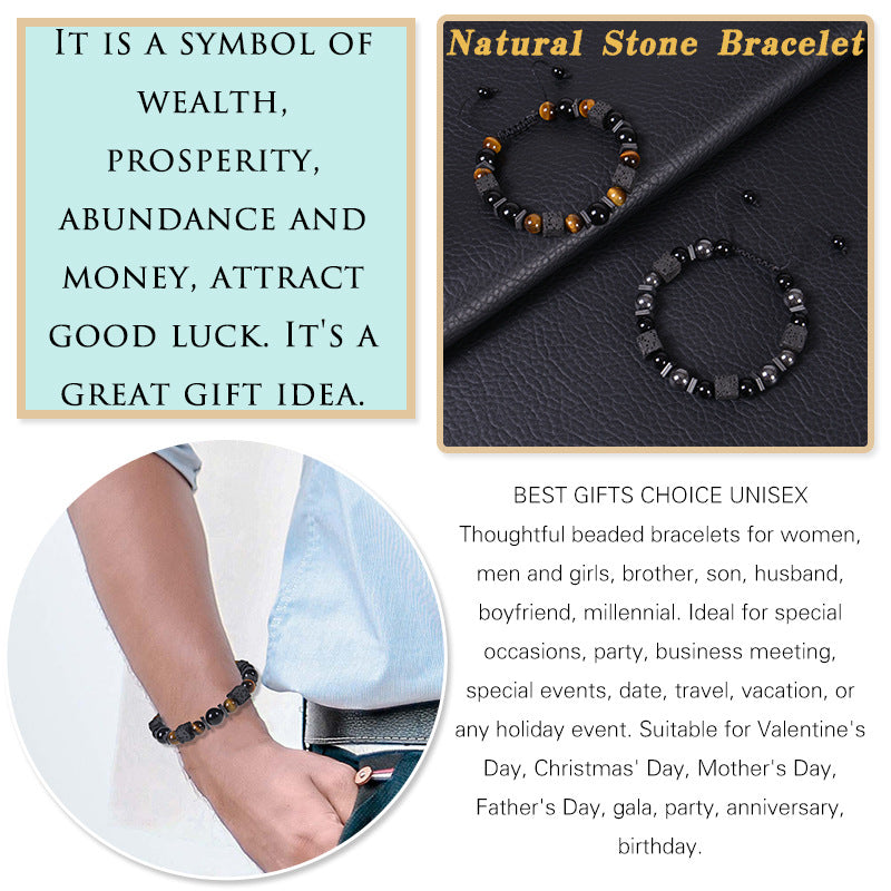 retro round natural stone beaded men's bracelets