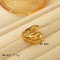 Basic Commute Solid Color 304 Stainless Steel 14K Gold Plated Open Rings In Bulk