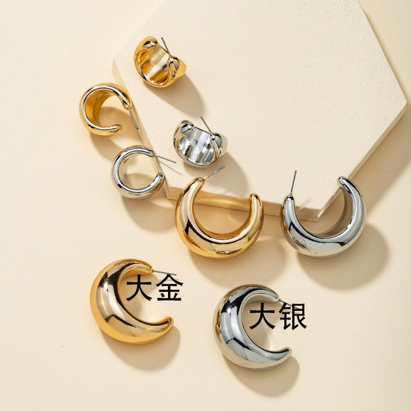 lady geometric plating alloy no inlaid earrings
