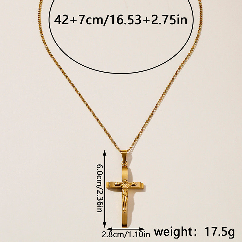 Hip-Hop Retro Cross Round Square 304 Stainless Steel Women's Pendant Necklace
