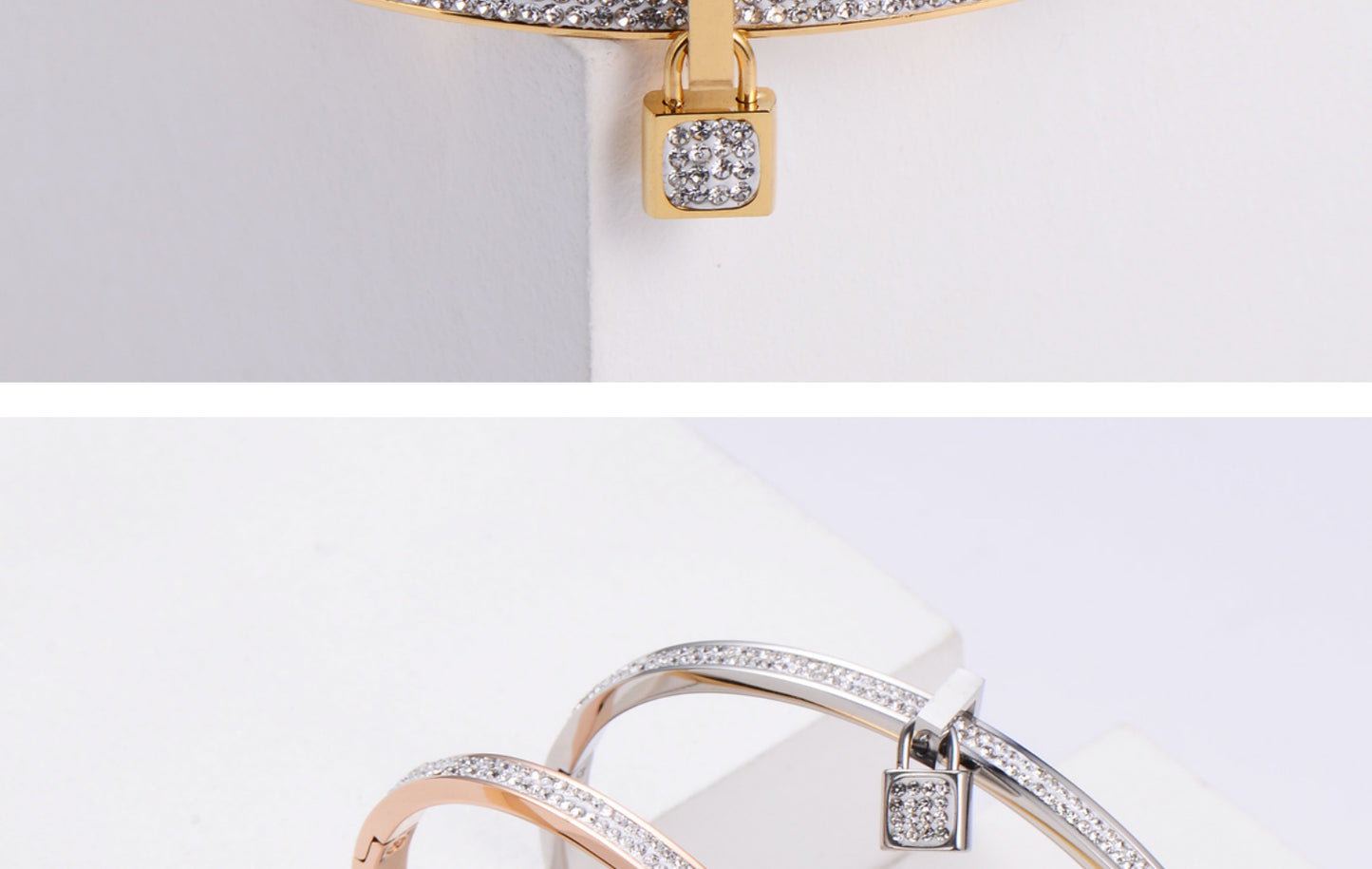 U Shape 304 Stainless Steel 18K Gold Plated Artificial Rhinestones In Bulk