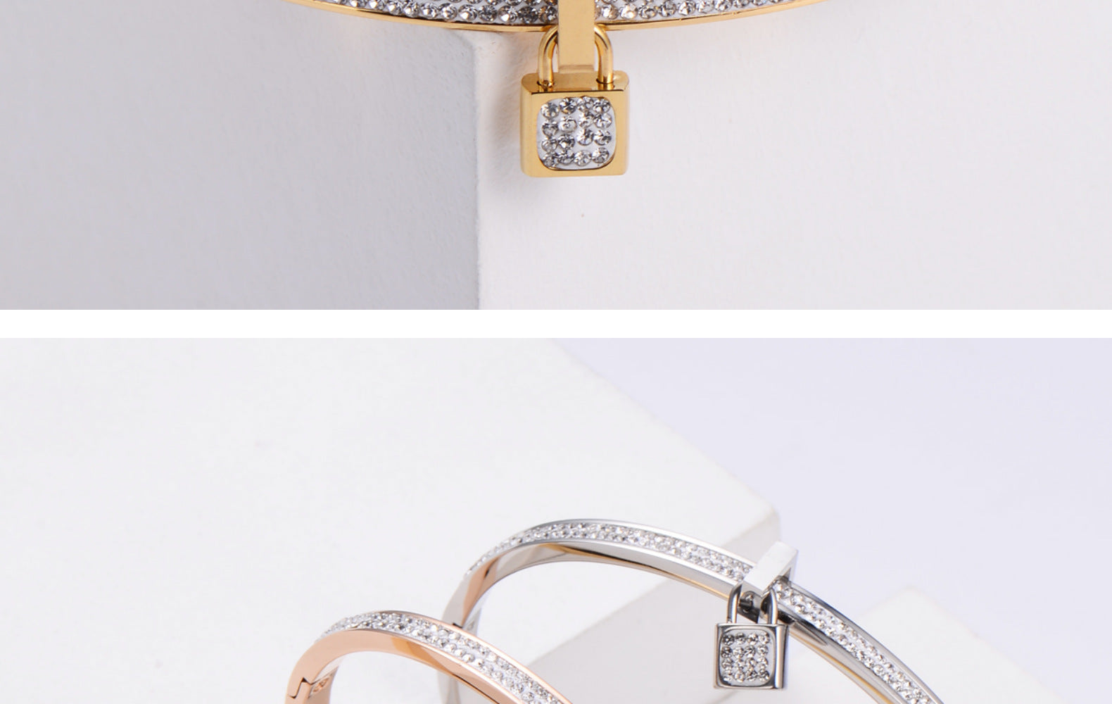 U Shape 304 Stainless Steel 18K Gold Plated Artificial Rhinestones In Bulk