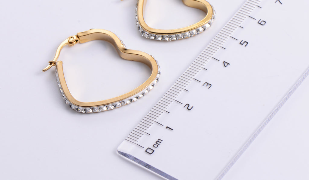 Exaggerated Heart Plating 304 Stainless Steel No Inlaid Mud Drill 18K Gold Plated Earrings