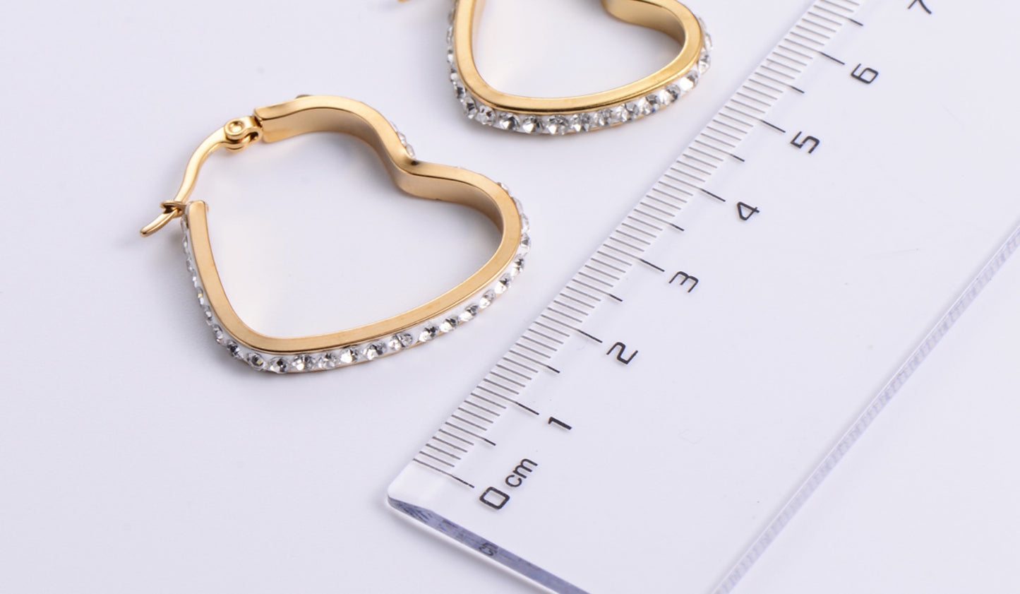 Exaggerated Heart Plating 304 Stainless Steel No Inlaid Mud Drill 18K Gold Plated Earrings