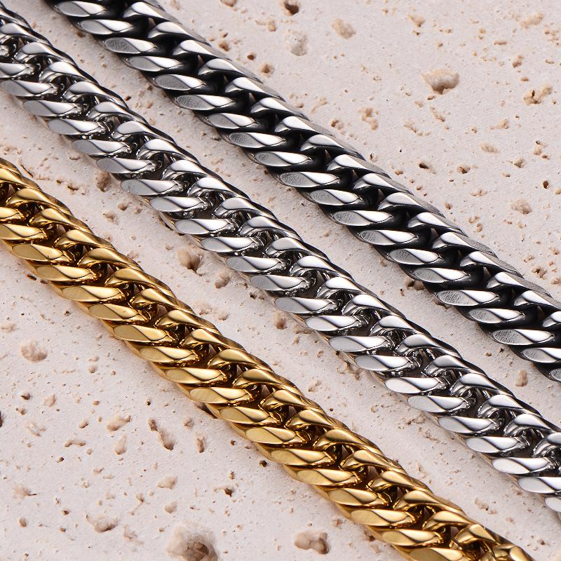 hip-hop rock solid color stainless steel polishing plating 18k gold plated men's long necklace