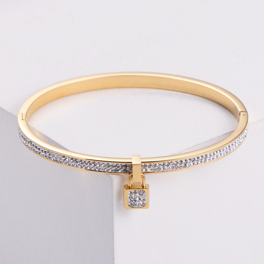 U Shape 304 Stainless Steel 18K Gold Plated Artificial Rhinestones In Bulk