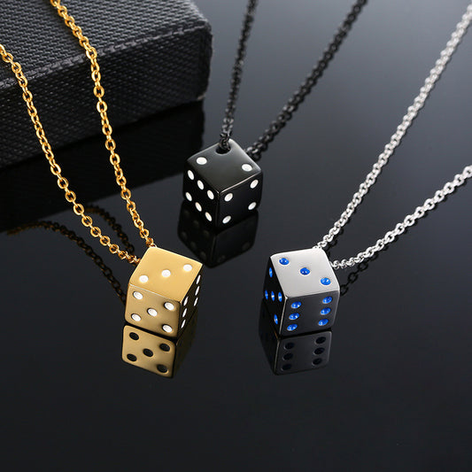 simple style dice stainless steel plating pendant necklace