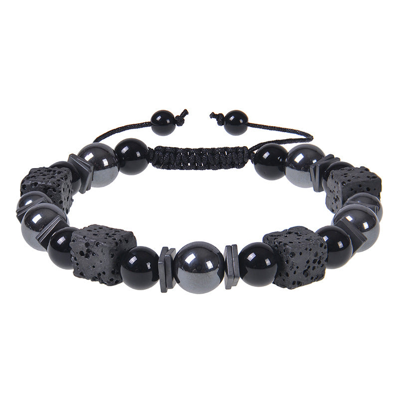 retro round natural stone beaded men's bracelets