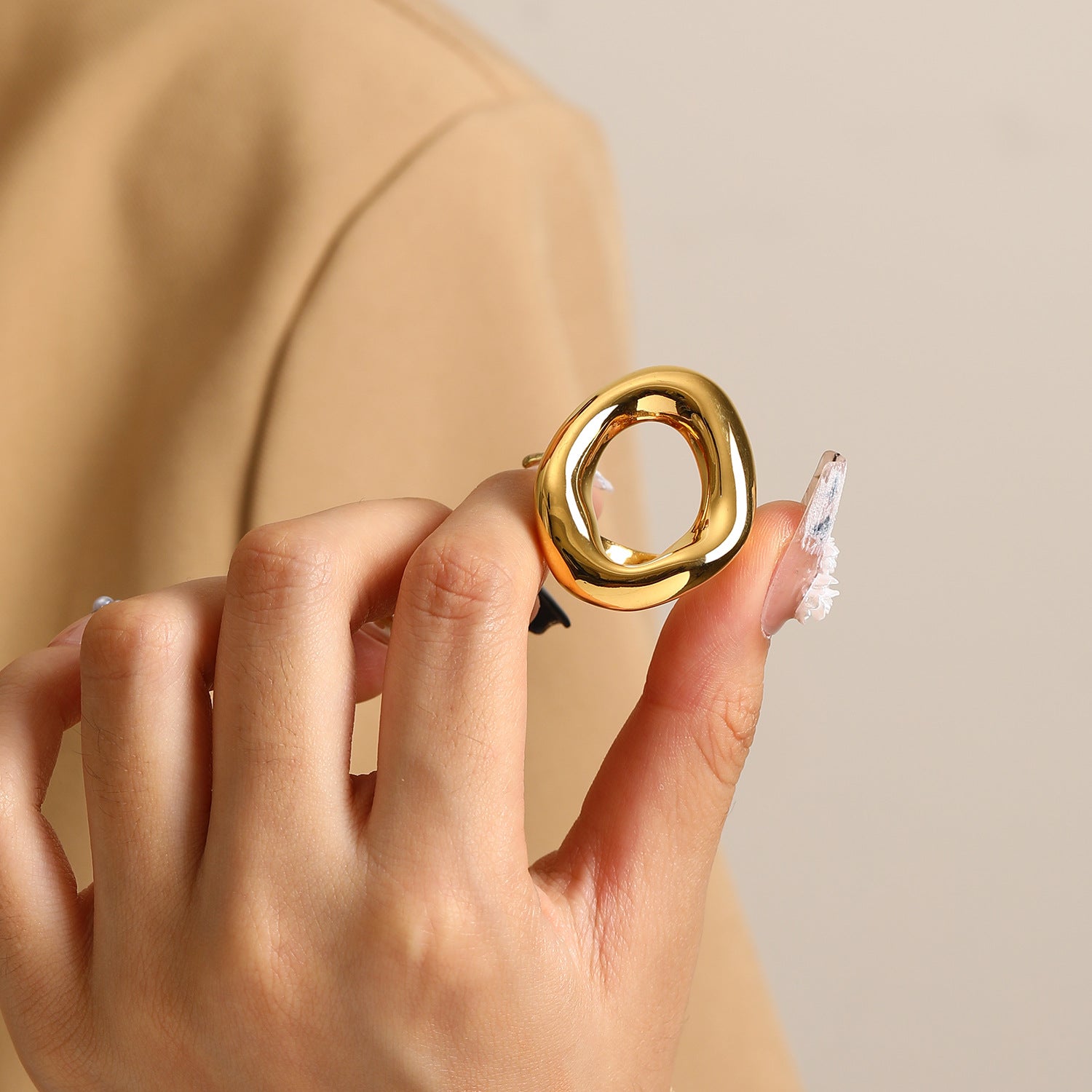 vintage style geometric solid color titanium steel plating rings