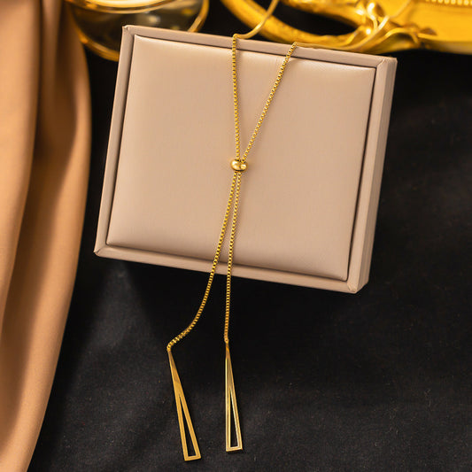 304 Stainless Steel 18K Gold Plated Lady Plating Solid Color Sweater Chain