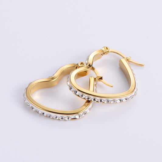 Exaggerated Heart Plating 304 Stainless Steel No Inlaid Mud Drill 18K Gold Plated Earrings