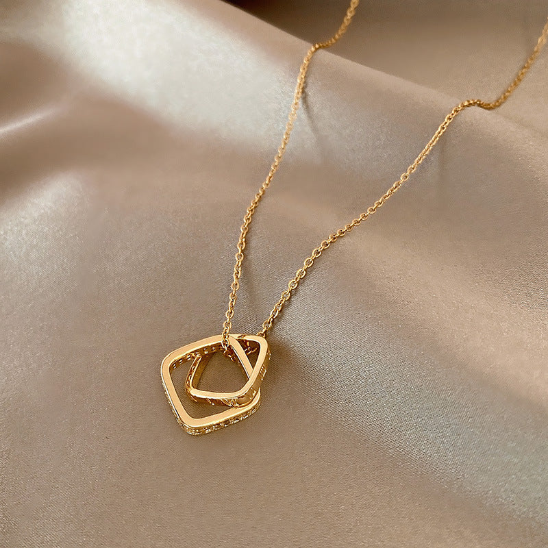 Titanium Steel Elegant Simple Style Heart Shape Butterfly Zircon Pendant Necklace