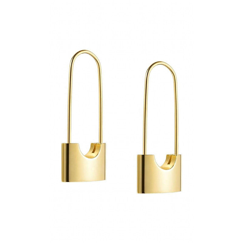 1 pair lady u shape plating titanium steel 18k gold plated earrings