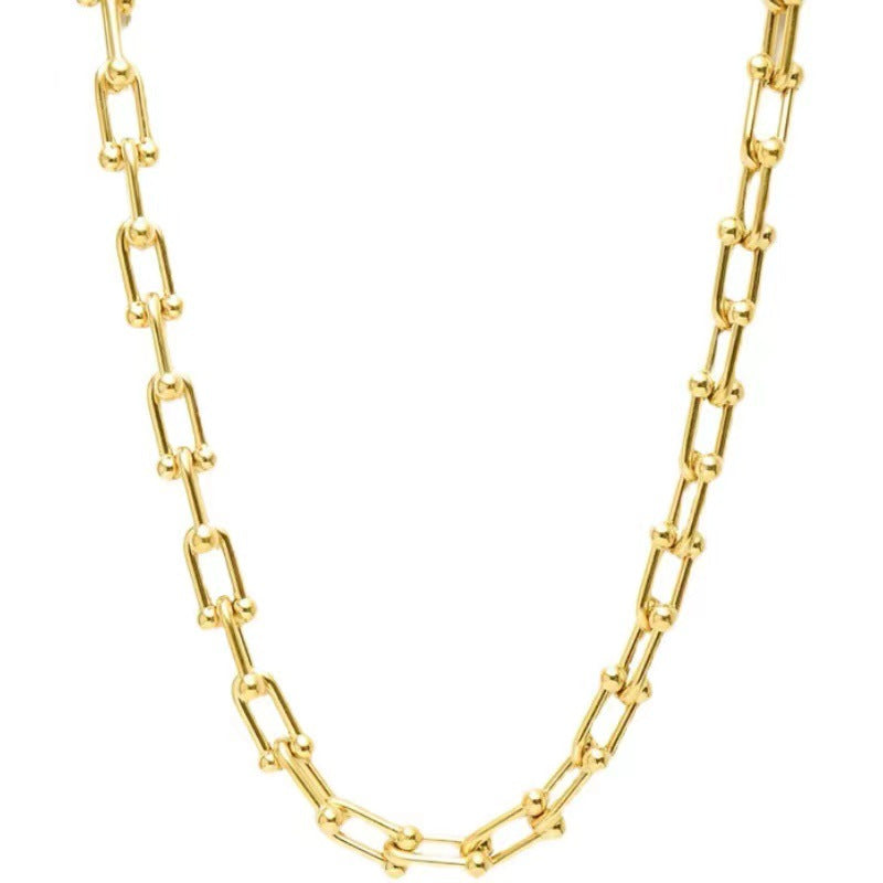 304 Stainless Steel 18K Gold Plated Streetwear Plating U Shape Bracelets Earrings Necklace