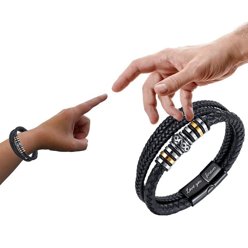 fashion cross rectangle stainless steel pu leather braid unisex bracelets