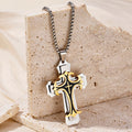 Hip-Hop Retro Cross Round Square 304 Stainless Steel Women's Pendant Necklace