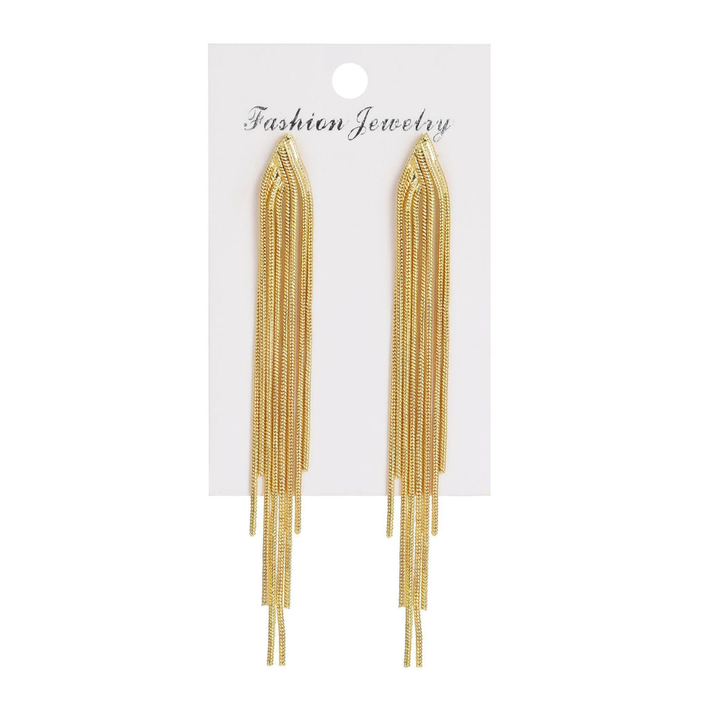 1 pair elegant tassel alloy gold plated women's drop earrings