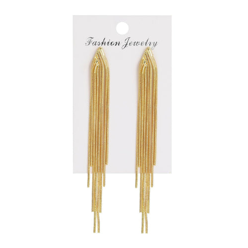 1 pair elegant tassel alloy gold plated women's drop earrings