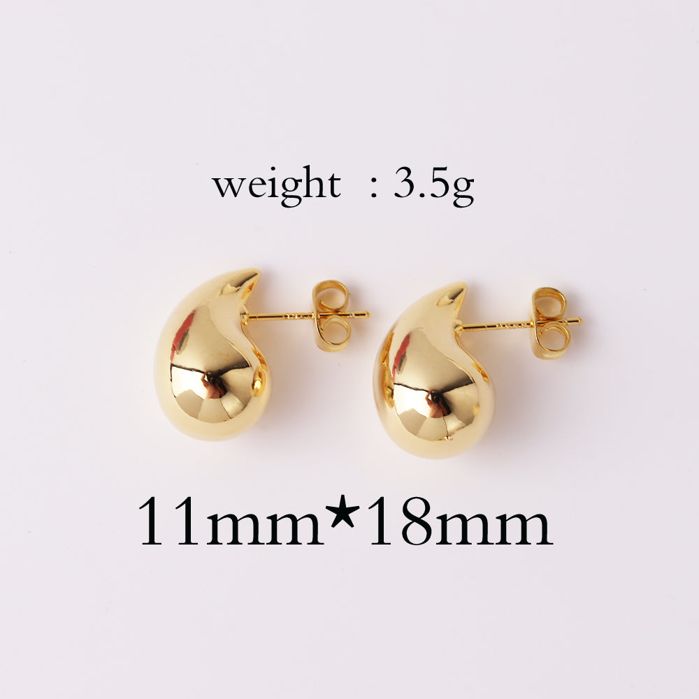 1 pair retro lady water droplets plating copper ear studs