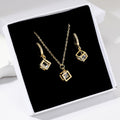 ig style simple style rubik's cube stainless steel plating inlay zircon gold plated jewelry set