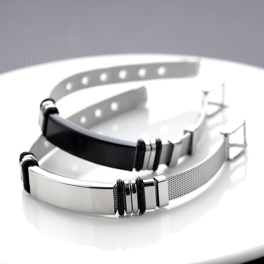 Simple Style Geometric Titanium Steel Plating Men'S wristband
